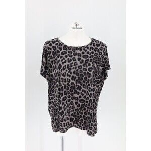 Torrid Women Leopard Size 3X Super Soft Knit Teeshirt Gray Black Animal Print